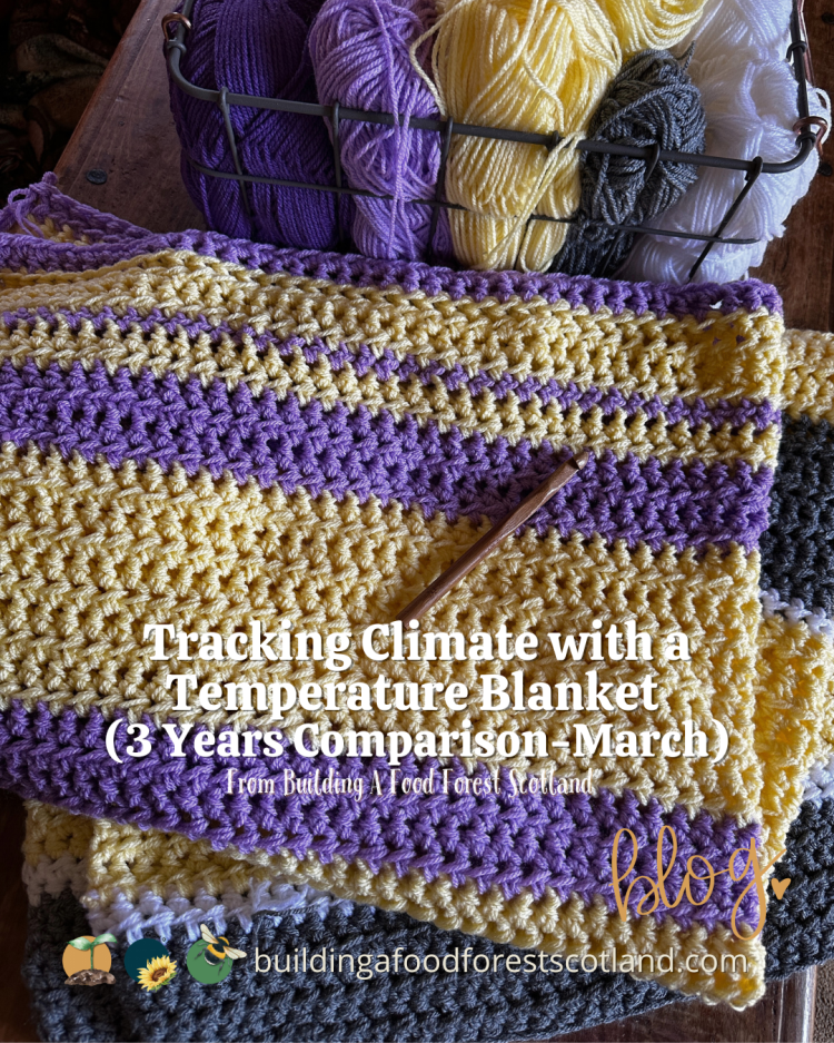 Stitching the Seasons: Tracking Climate with a Temperature Blanket (3 Years Comparison -March)