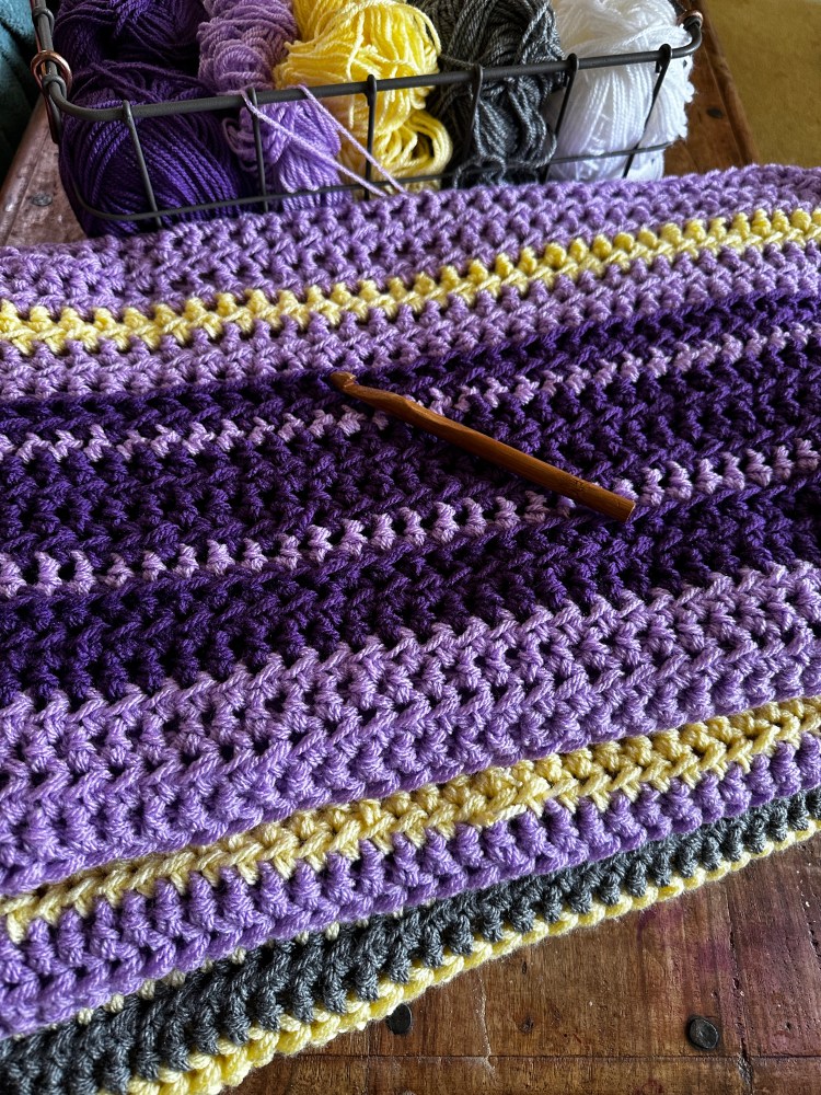 Stitching the Seasons: Tracking Climate with a Temperature Blanket (3 Years Comparison -May)